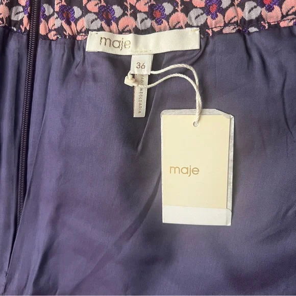 NWT Maje Floral Jacquard Skirt Front Shorts SZ 36/S Pink Skort Pockets Girly - Picture 10 of 14